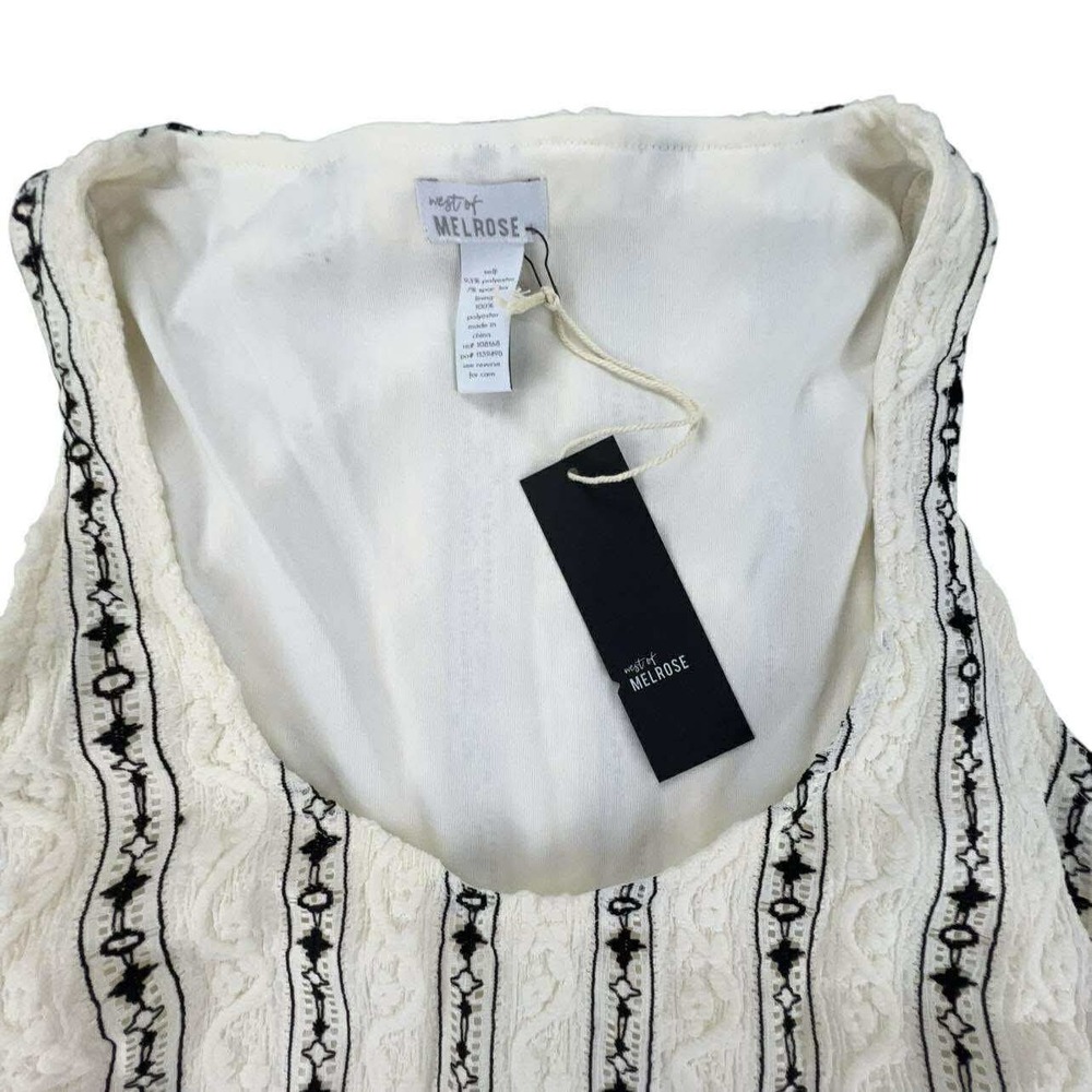 West of Melrose White Black Striped Lace Tie Waist Mini Dress NWT - Picture 4 of 15
